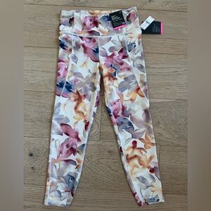 GAP Fit NEW Watercolor Multi Floral  7/8 Length Blackout Leggings Size Small
